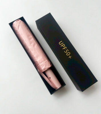 ของพรีเมี่ยม ร่มพับ 3 ตอน อัตโนมัติ หนาพิเศษ พร้อมกล่องกระดาษหุ้มจั่วปังสีดำ HU-112